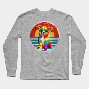 Retro Vintage Aesthetic Hippie Dog Long Sleeve T-Shirt